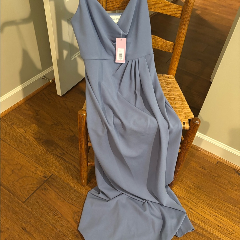 Sachin and Babi slate Paulina Blue Evening Gown